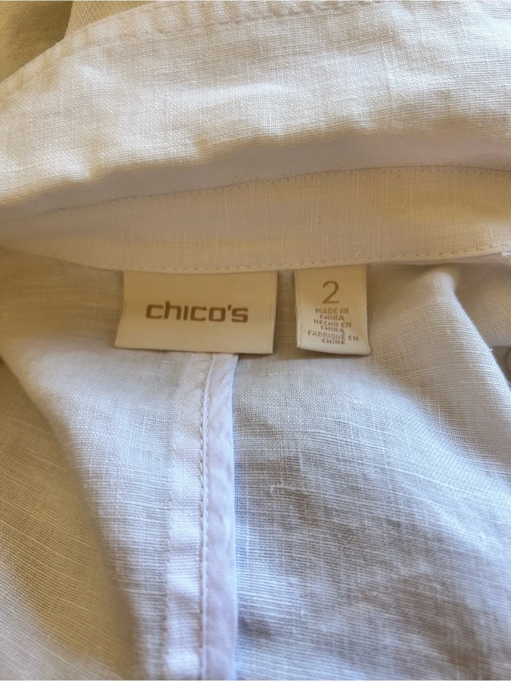 Chico's Linen Blazer Jacket White Epaulets